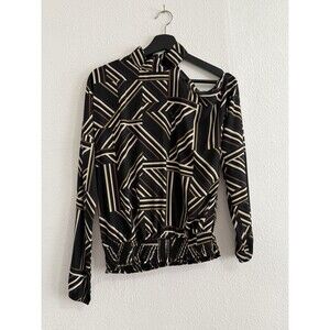 Preppy Women’s Medium Artsy Abstract Blouse Avant Garde Statement Old Money